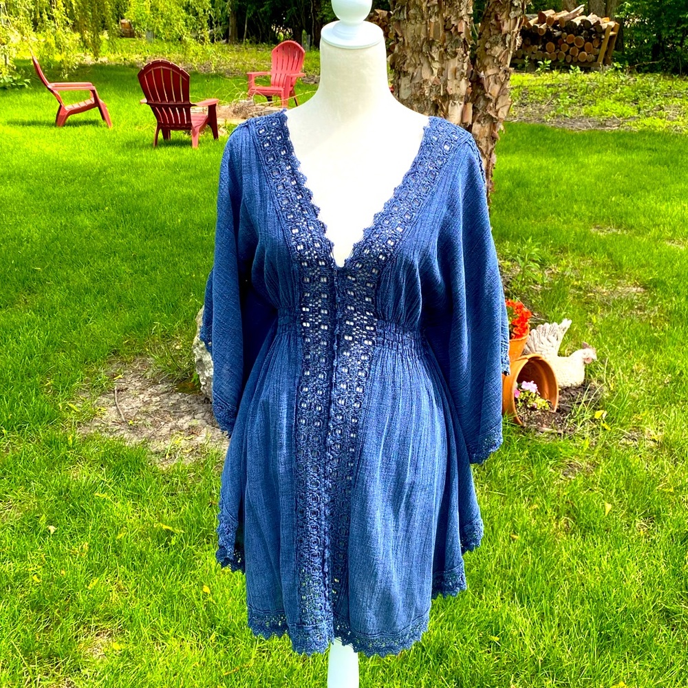 Peruvian Indigo Blue Swim Suit Cover-Up or Tunic.